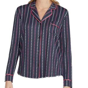 Layla Womens Printed Contrast-Trim Pajama Top Only 1-Piece Size Small